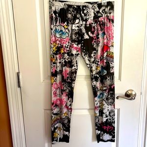 Silky leggings Marilyn Monroe elastic waist Sz 10 medium
